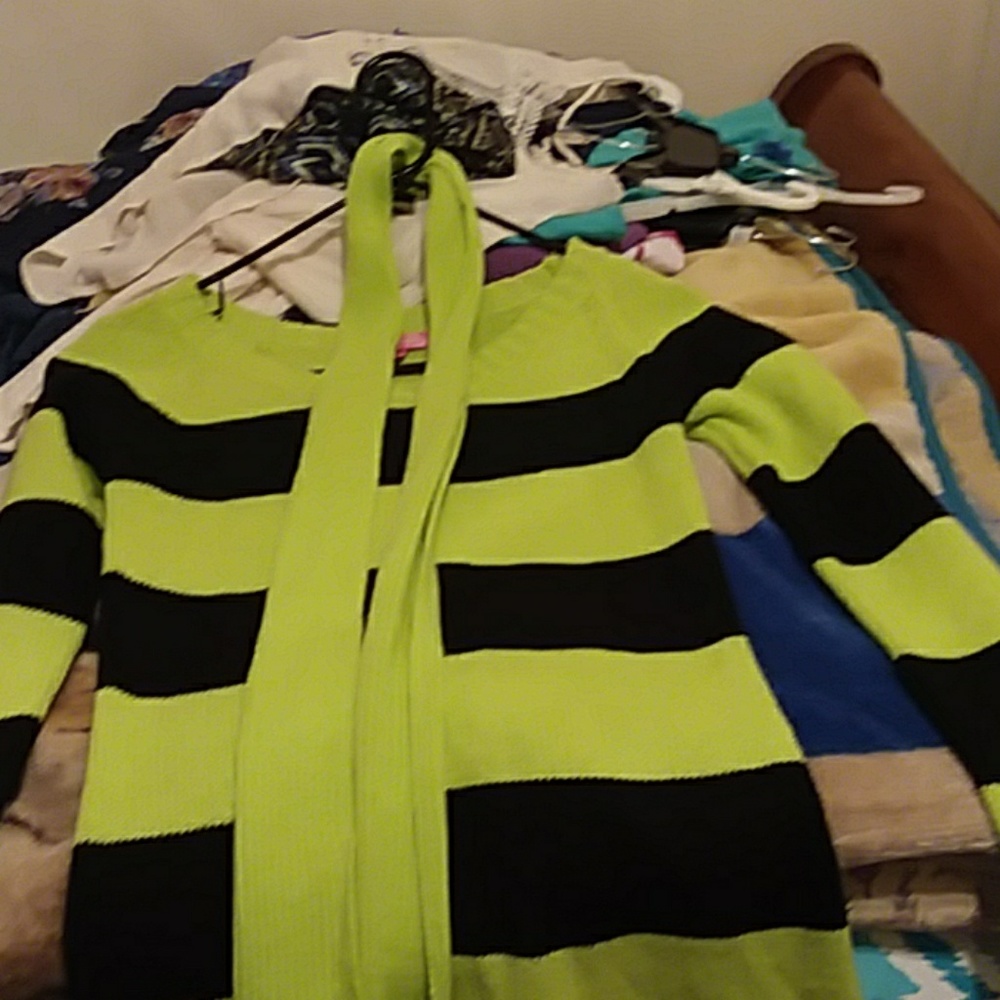 Lime green and black sweater dress. Extra large